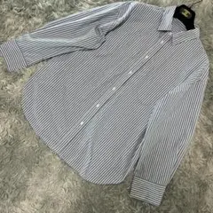 美品 GU ジーユー ワイシャツ ブルー ストライプ メンズ XL