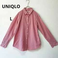 UNIQLO ユニクロ チェック柄 シャツ ワイシャツ 赤 L 襟
