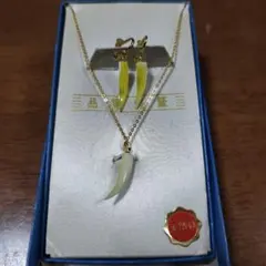 天然貝　イエロー ネックレス＆イヤリングセット