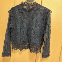 黒レース　長袖トップス
