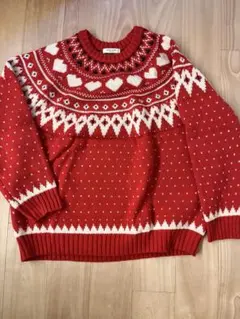 フリークスストア 柄ニット 赤色 フリーサイズ