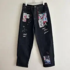 新品タグつき　ScoLar スカラー　アップリケ刺繍デニムパンツ　M　ブラックのサムネイル
