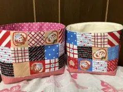 カントリー雑貨　布バスケット　ハンドメイド(２個セット)