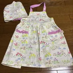 KPキッズ用エプロン 花柄 動物柄 帽子付き