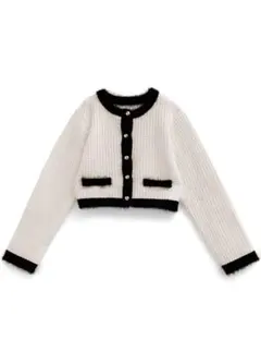 配色ショート丈ニットカーディガン