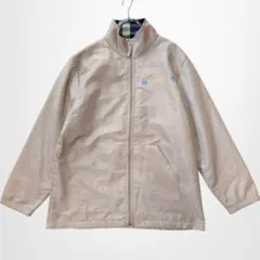 裏地フリースブルゾン ジャンパー フルジップ ハイネック ワンポイントプリント