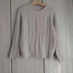 アーバンリサーチ　ハミルトン　ランブルウールニット　ベージュ ケーブル編み