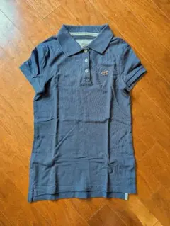 Hollister ホリスター ポロシャツ 半袖 グレーネイビー レディース Lのサムネイル