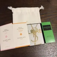 香水ミニサイズ4点ゲラン巾着付きYSL,VALENTINO