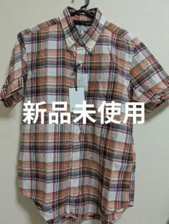 新品未使用　オレンジ チェック 半袖シャツのサムネイル