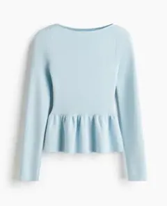 H&M ニットぺプラムトップス　青