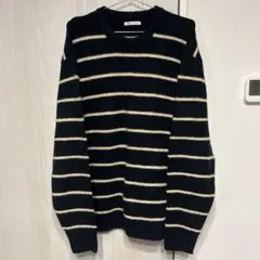 ZARA ネイビー/アイボリー ストライプニット