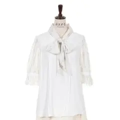 axes femme 花柄ボリュームセット　リボン付きブラウス　チュールスカート