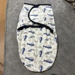 クジラ柄おくるみ・帽子セット