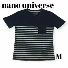 【nano・universe】半袖Tシャツ　ボーダー　紺　M　メンズ　レディース