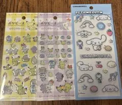 ポケモンキラキラシールシナモンロールPETAMELLOWステッカー 3種類セット