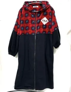 美品　FILA チェック柄 フード付きパーカー　B品