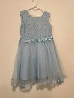 水色 レースドレス 花飾り付き