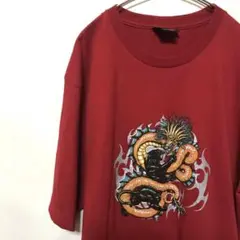90s Old USA 龍 デザイン キャラクター ロゴ プリントTシャツ