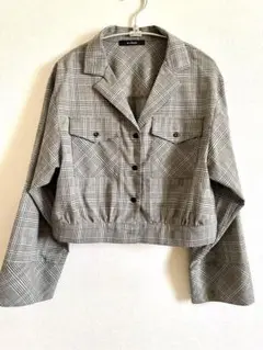 グレーンチェック ショート丈シャツアウター