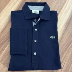 メンズ LACOSTE ラコステ 七分袖 ポロシャツ 鹿の子 ネイビー コットン