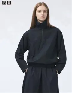 UNIQLO Uコットンブレンドハーフジップブラウス Lサイズ