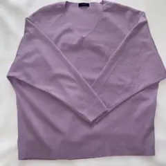 SHIPS 薄紫　藤色　Vネック 長袖ニット