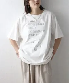 ボンジュールサガン　箔プリント　オーバーサイズ　Tシャツ　オフホワイトのサムネイル