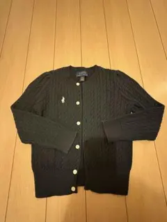 POLO ネイビー ケーブルニットカーディガン