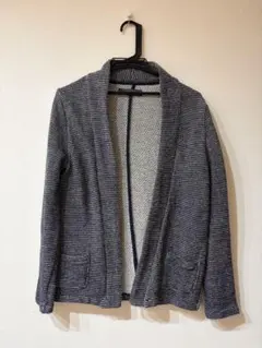 ZARA MAN ネイビー×ホワイト ニットジャケット カーディガン M