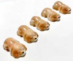 未使用　和食器　陶磁器　いぬ子犬型　箸置き5個　置物