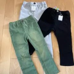90サイズ パンツ 3点セット グリーン グレー ブラック