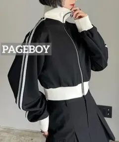 k0374 PAGEBOY ラメラインショートトラックジャケット ブラック