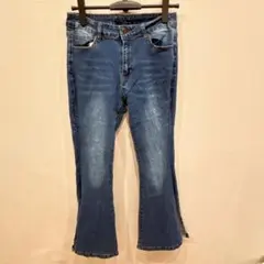 美品✨️【L】ブーツカットデニム ブルー 無地 フレアデニム レディース ジーンズ