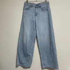 GU ワイドデニムパンツ ライトブルー ハイウエスト ワイドストレート