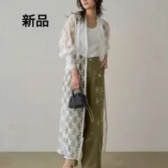 新品✨ラウンジドレス エンブロイダリーレースワンピース カーディガン ホワイトのサムネイル