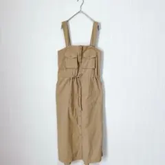 1795 リシェグラマー ロングジャンパースカート ブラウン M ポケット