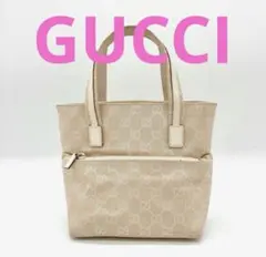 【GUCCI】ハンドバッグ　ミニトートバッグGGキャンバス ベージュ 保存袋あり