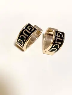 GUCCI ゴールド ブラック フープピアス