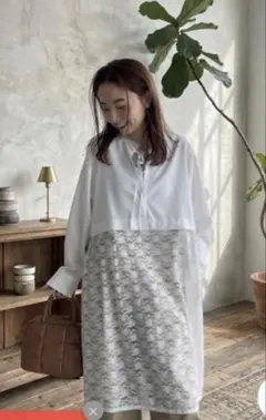 新品　LEPSIM レースレイヤードチュニックワンピース