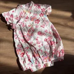 ベビー甚平 花柄手毬 50-60サイズ