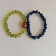 緑と青のビーズブレスレット2本セットハンドメイド