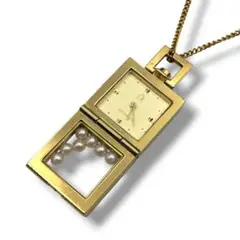 稼働✨MIKIMOTO JAL ペンダントウォッチ ネックレス パール シェル盤