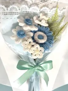 モールフラワー　プチブーケ　ブルー&ホワイト　枯れない花のサムネイル