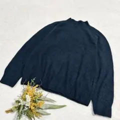 美品✨【ユニクロ】メンズ 3Dスフレヤーンモックネックセーター ブルー XL