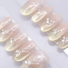927 ネイルチップSサイズ 韓国 上品 グラデーション ビジュー マグネット