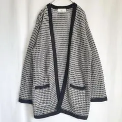 elura カーディガン トッパー 前開き M 黒 グレー.2533