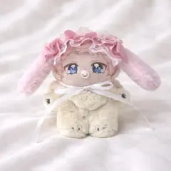 いつぬい 10cmぬいぐるみ用 うさ耳ヘッドドレス 白レース ぬい服