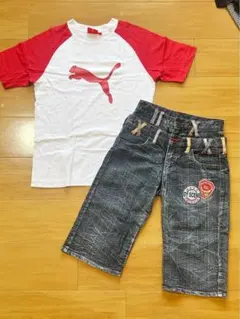 PUMA Tシャツ デニムハーフパンツ
