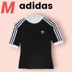 М）アディダス スリーストライプス ラグラン半袖Tシャツ ブラック レディース